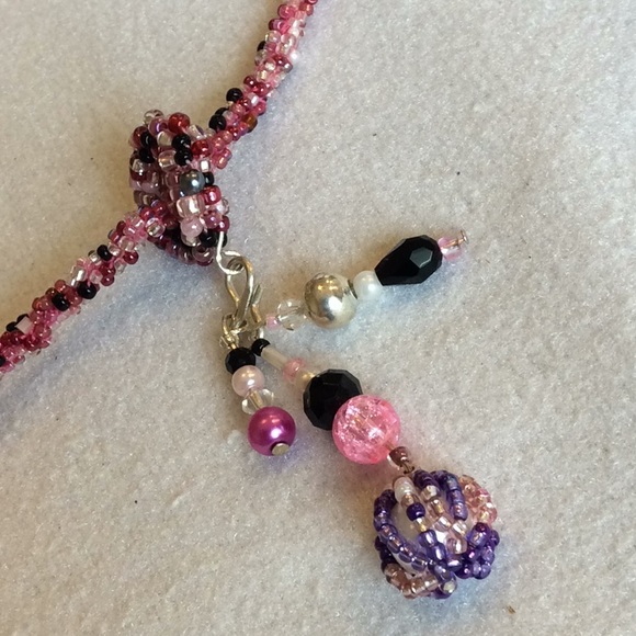 FINAL SALE PRICE CL Designs Funky, Eclectic Pink/Black Necklace - Picture 3 of 6